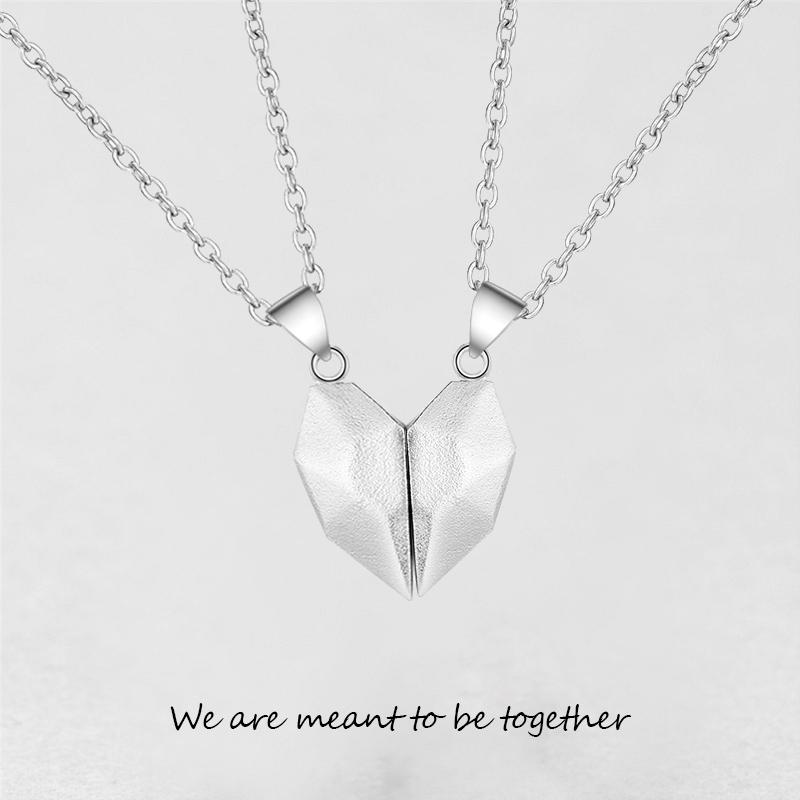 Collar con colgante de dos almas y un corazón para pareja, piedra de los deseos con imán creativo para parejas.