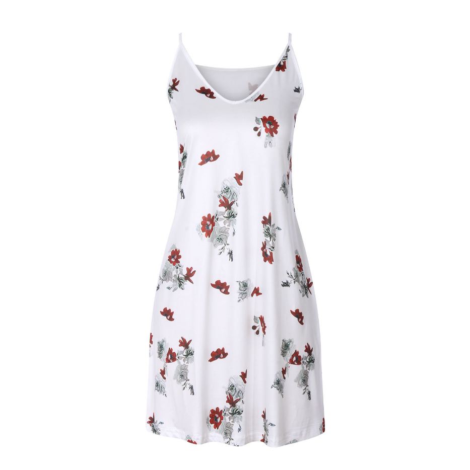 Vestido lencero holgado con cuello en V y estampado sexy