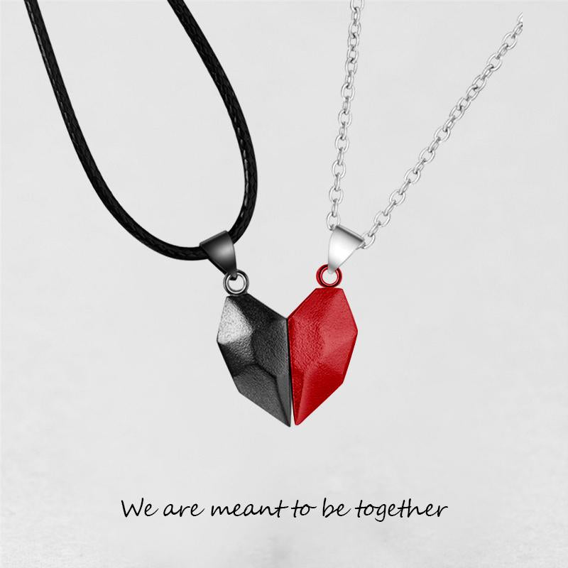 Collar con colgante de dos almas y un corazón para pareja, piedra de los deseos con imán creativo para parejas.