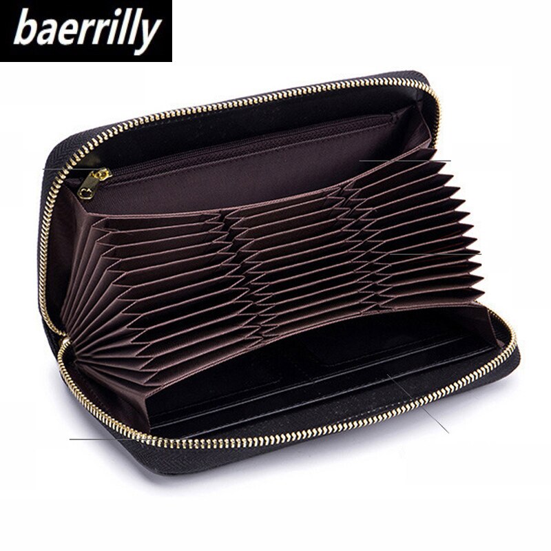 Cartera de cuero genuino de lujo para mujer con protección RFID antirrobo