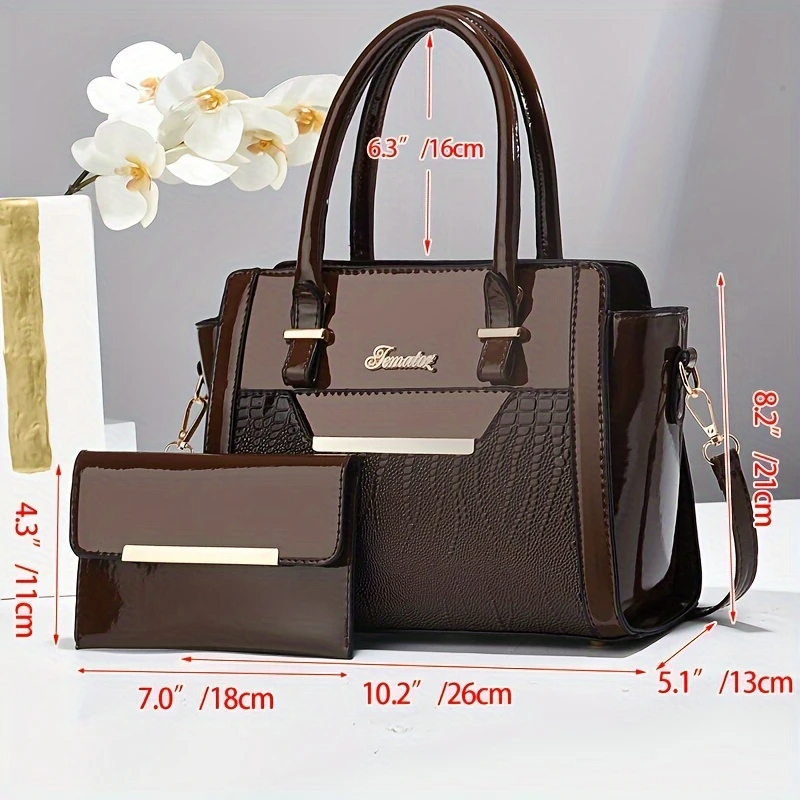 Promoción anticipada para el Día de la Madre: 49 % de descuento ❤️Bolsos tote con estampado de cocodrilo brillante para mujer