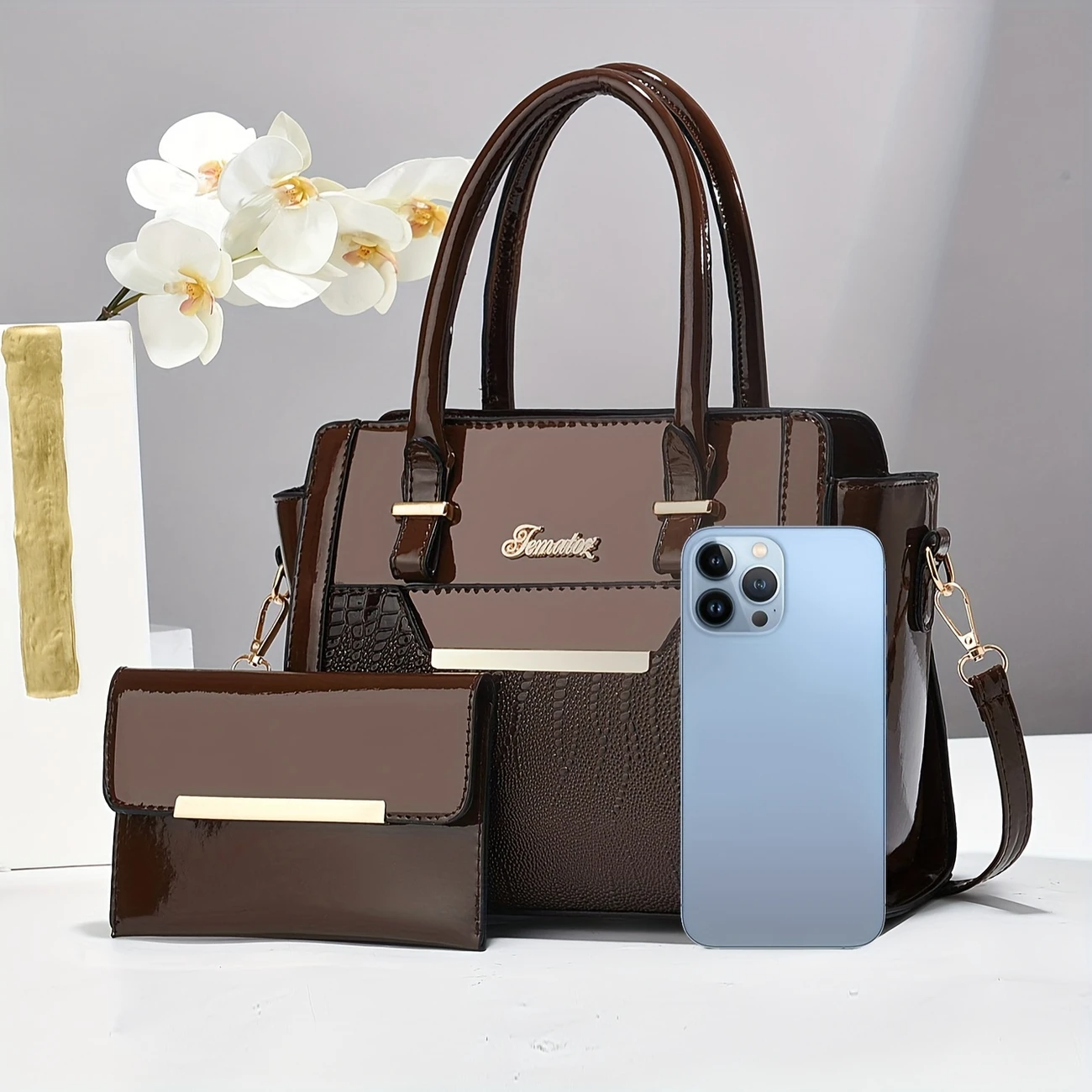 Promoción anticipada para el Día de la Madre: 49 % de descuento ❤️Bolsos tote con estampado de cocodrilo brillante para mujer