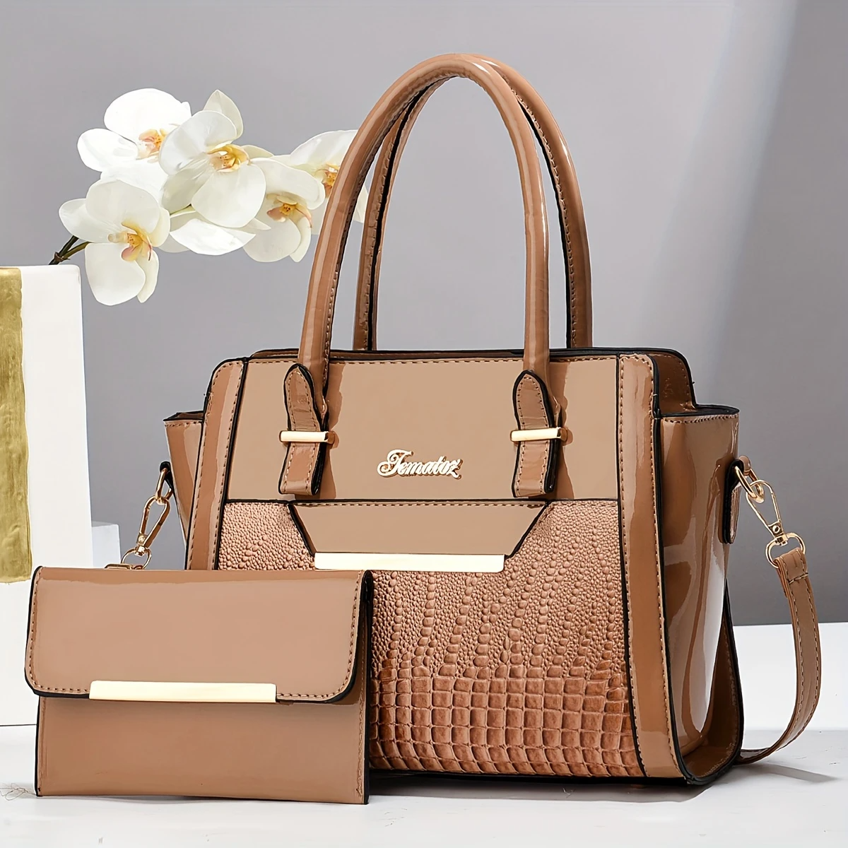Promoción anticipada para el Día de la Madre: 49 % de descuento ❤️Bolsos tote con estampado de cocodrilo brillante para mujer