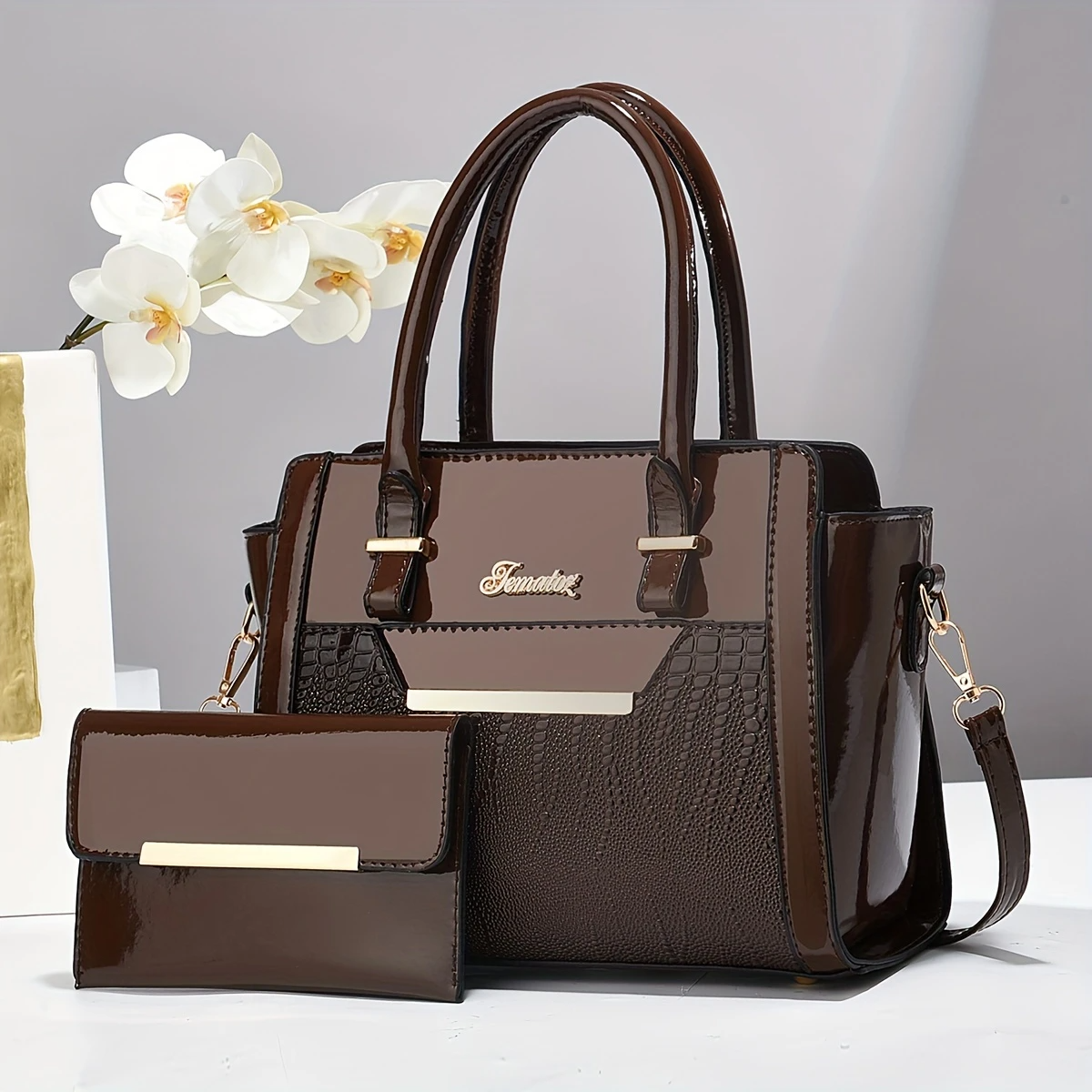 Promoción anticipada para el Día de la Madre: 49 % de descuento ❤️Bolsos tote con estampado de cocodrilo brillante para mujer