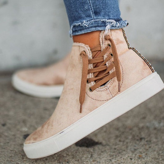 Zapatillas altas sin cordones con cremallera para mujer 