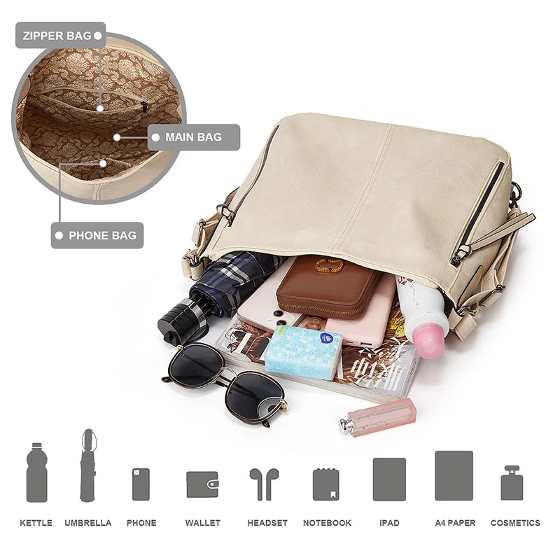 Bolsos cruzados de cuero para mujer - Juego de 3