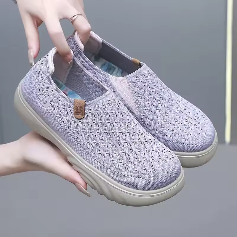 Women's Non-Slip Breathable Walking Sneakers – Soft, Thick Sole Loafers