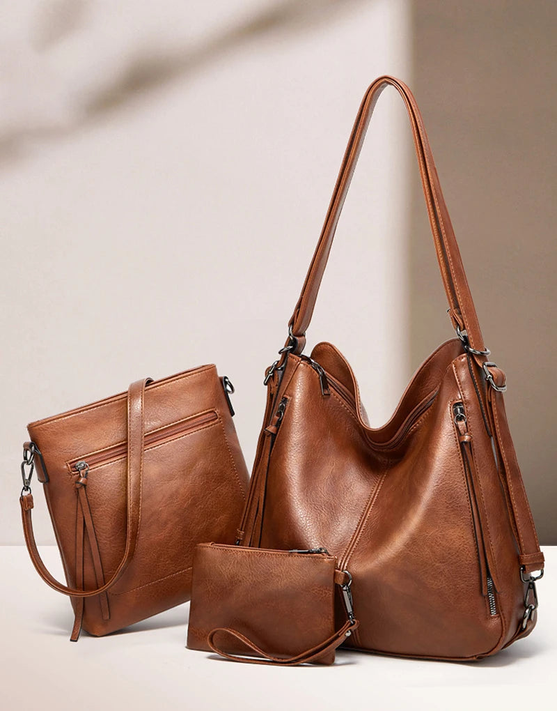 Bolsos cruzados de cuero para mujer - Juego de 3