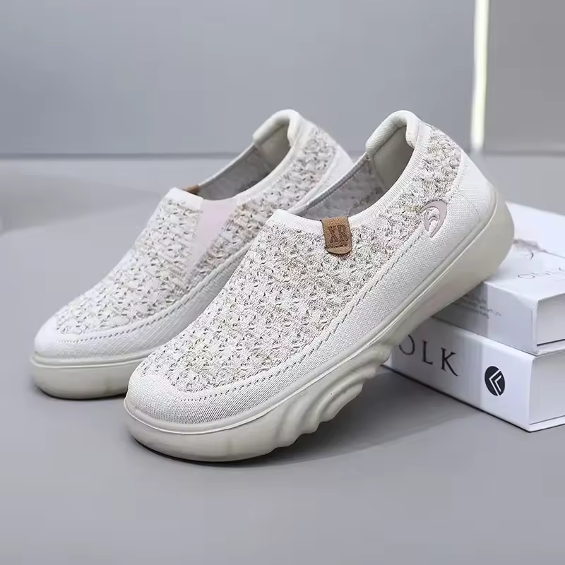 Women's Non-Slip Breathable Walking Sneakers – Soft, Thick Sole Loafers