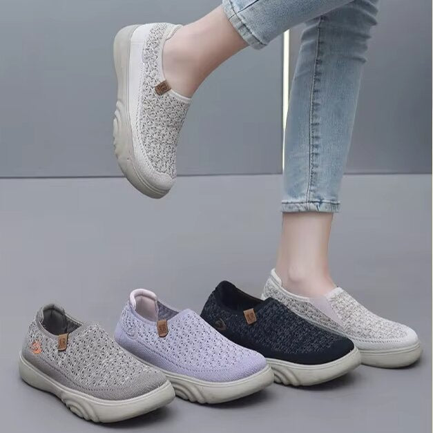 Women's Non-Slip Breathable Walking Sneakers – Soft, Thick Sole Loafers