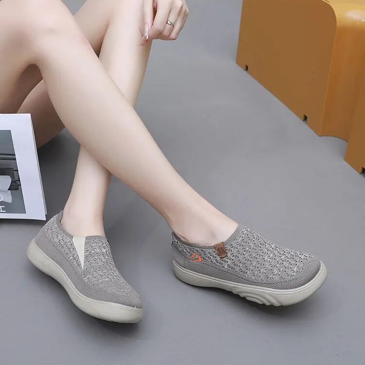 Women's Non-Slip Breathable Walking Sneakers – Soft, Thick Sole Loafers