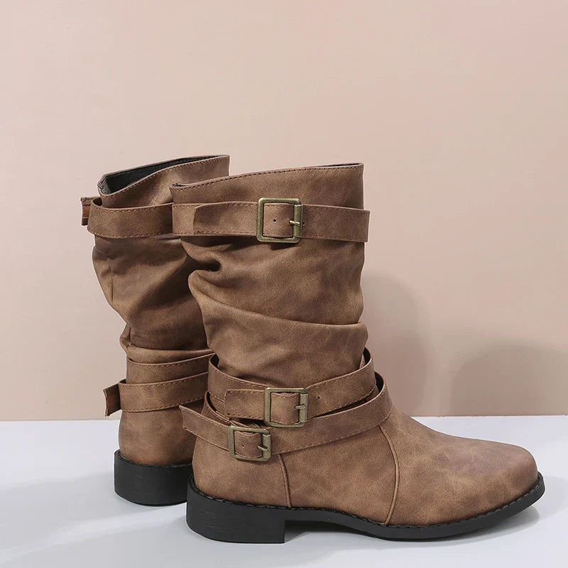 OFERTA CALIENTE 45% DE DESCUENTO🔥Nuevas botas de media caña vintage de punta redonda para mujer Otoño Invierno 