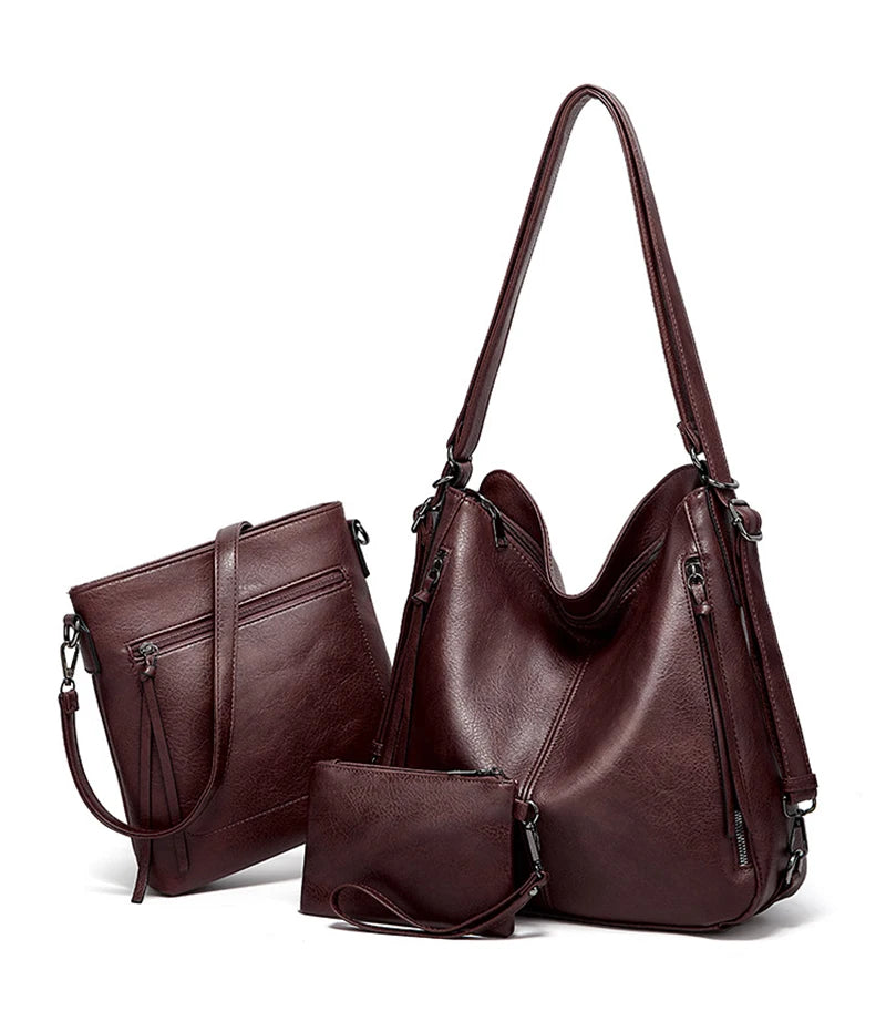 Bolsos cruzados de cuero para mujer - Juego de 3