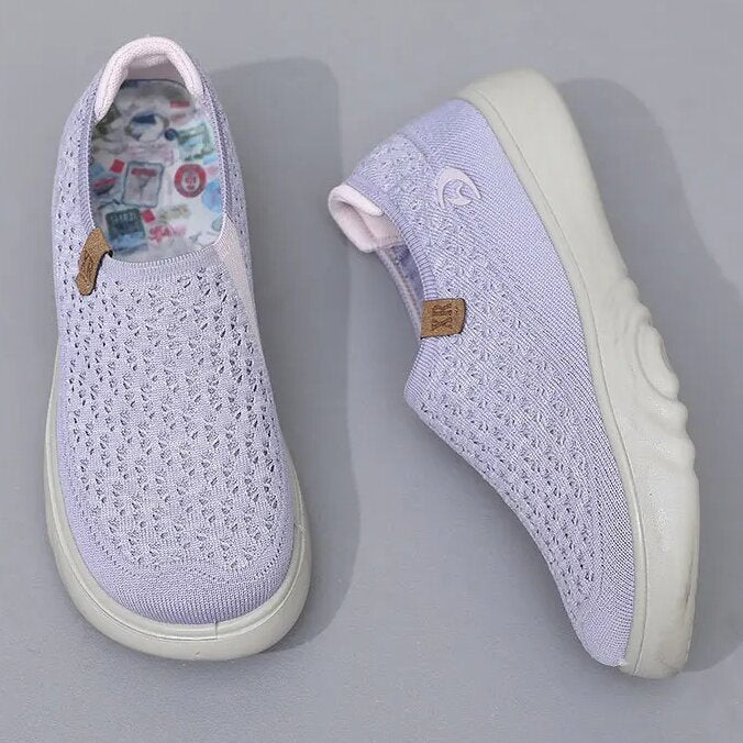 Women's Non-Slip Breathable Walking Sneakers – Soft, Thick Sole Loafers