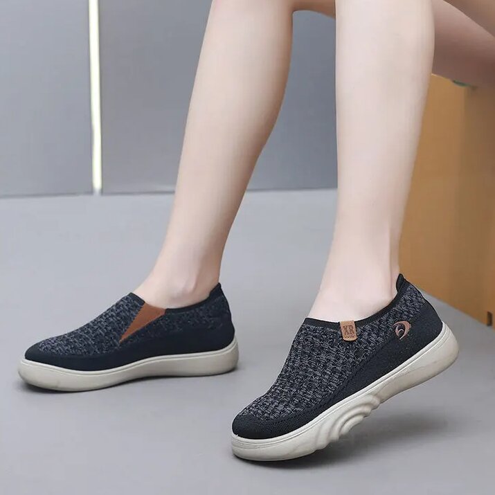 Women's Non-Slip Breathable Walking Sneakers – Soft, Thick Sole Loafers