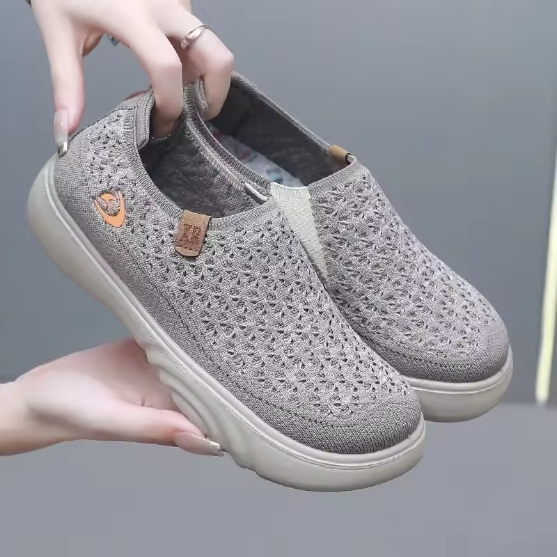 Women's Non-Slip Breathable Walking Sneakers – Soft, Thick Sole Loafers
