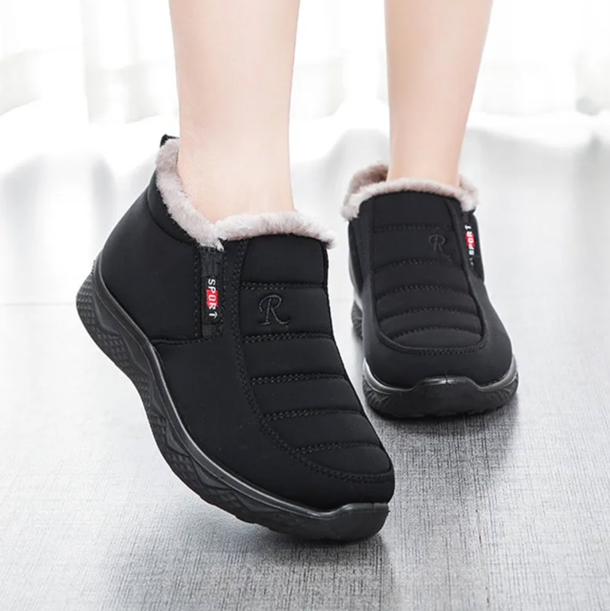 Botas de felpa impermeables y antideslizantes de invierno para mujer [Ancho ancho]