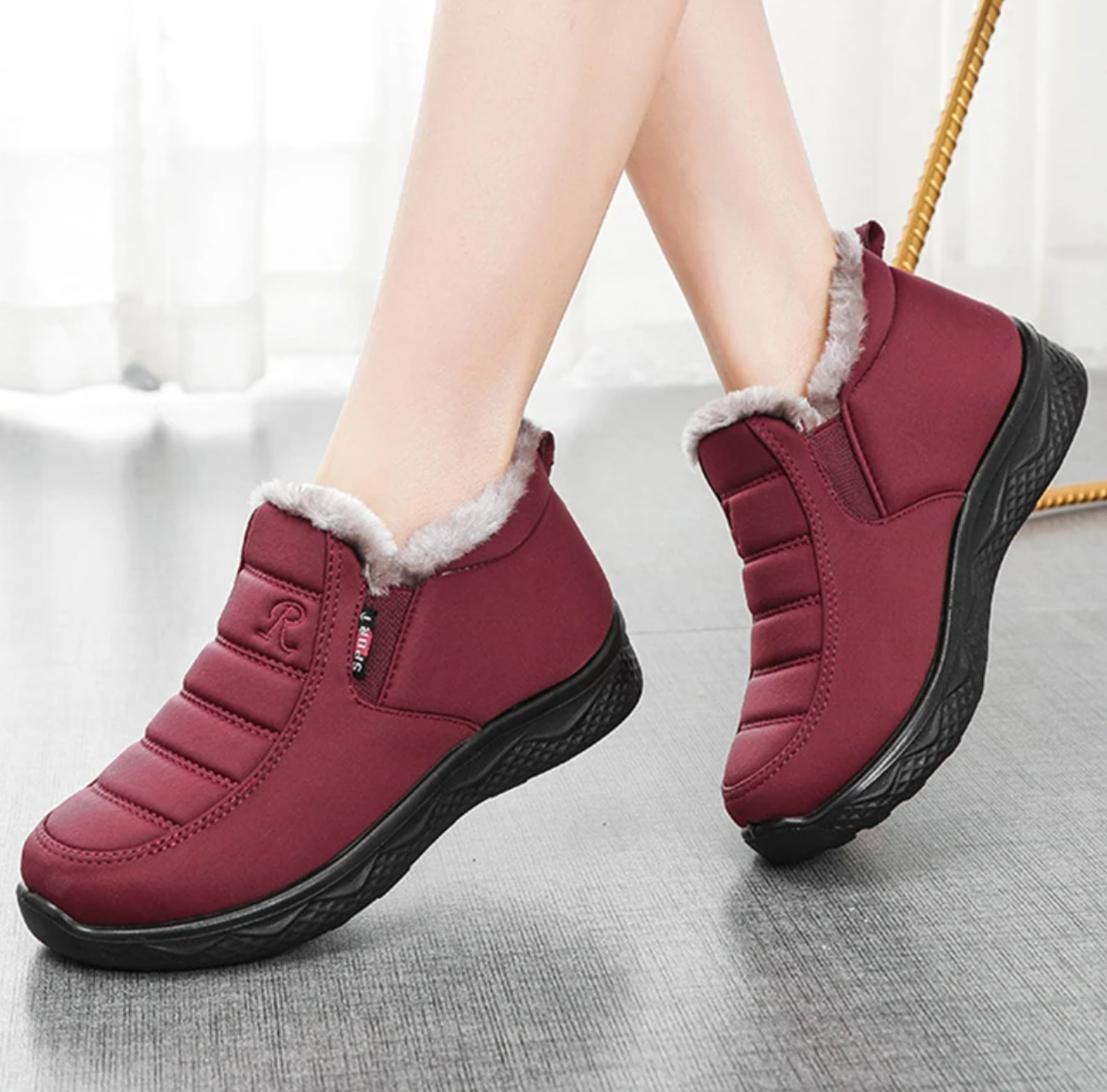 Botas de felpa impermeables y antideslizantes de invierno para mujer [Ancho ancho]
