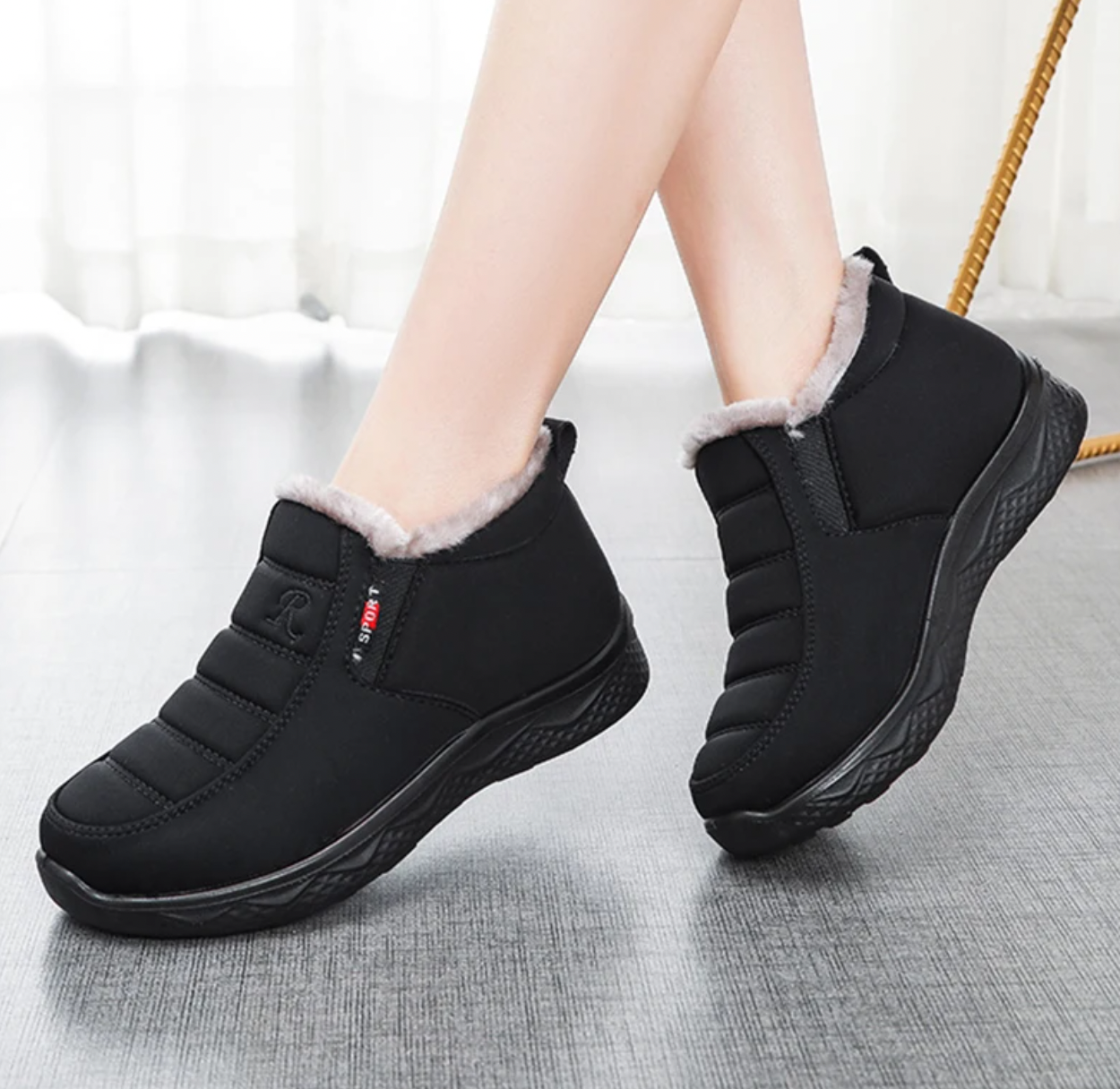 Botas de felpa impermeables y antideslizantes de invierno para mujer [Ancho ancho]