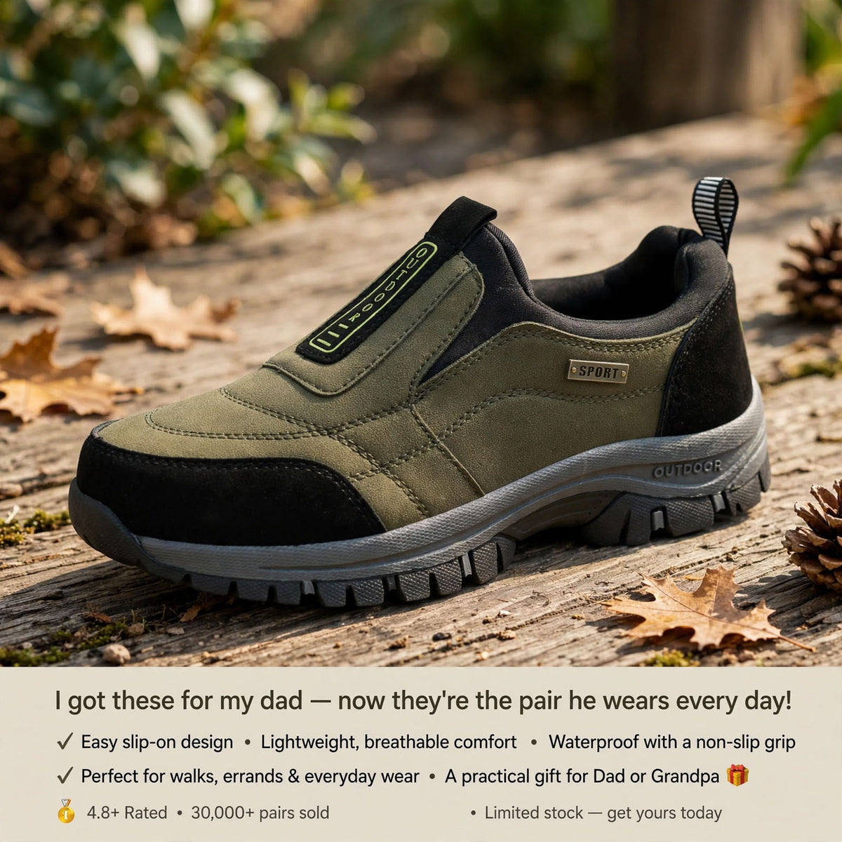 Last day 45% Off🎁 Men's Waterproof Orthopedic Slip-on Walking Shoes