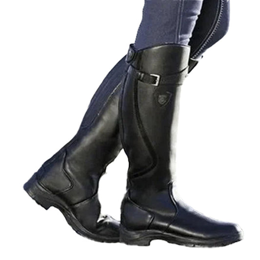 Botas de montar de cuero impermeables para mujer 