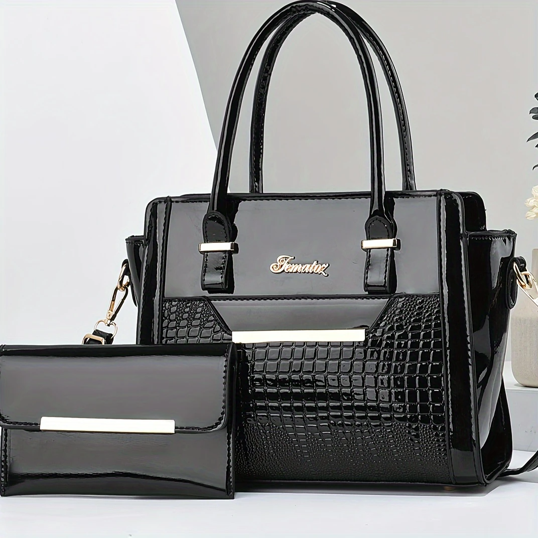 Promoción anticipada para el Día de la Madre: 49 % de descuento ❤️Bolsos tote con estampado de cocodrilo brillante para mujer