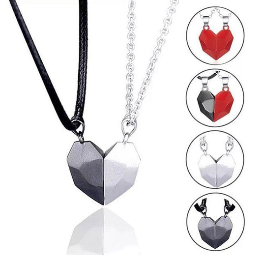 Collar con colgante de dos almas y un corazón para pareja, piedra de los deseos con imán creativo para parejas. 