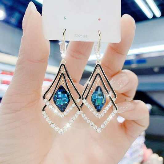 Pendientes de zafiro rombo [Compra 1 y llévate 1 gratis] 