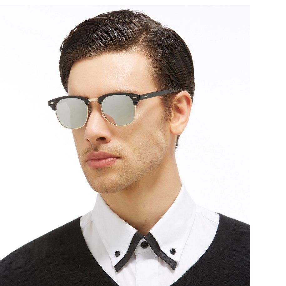 Gafas de sol polarizadas retro de media montura con protección UV400