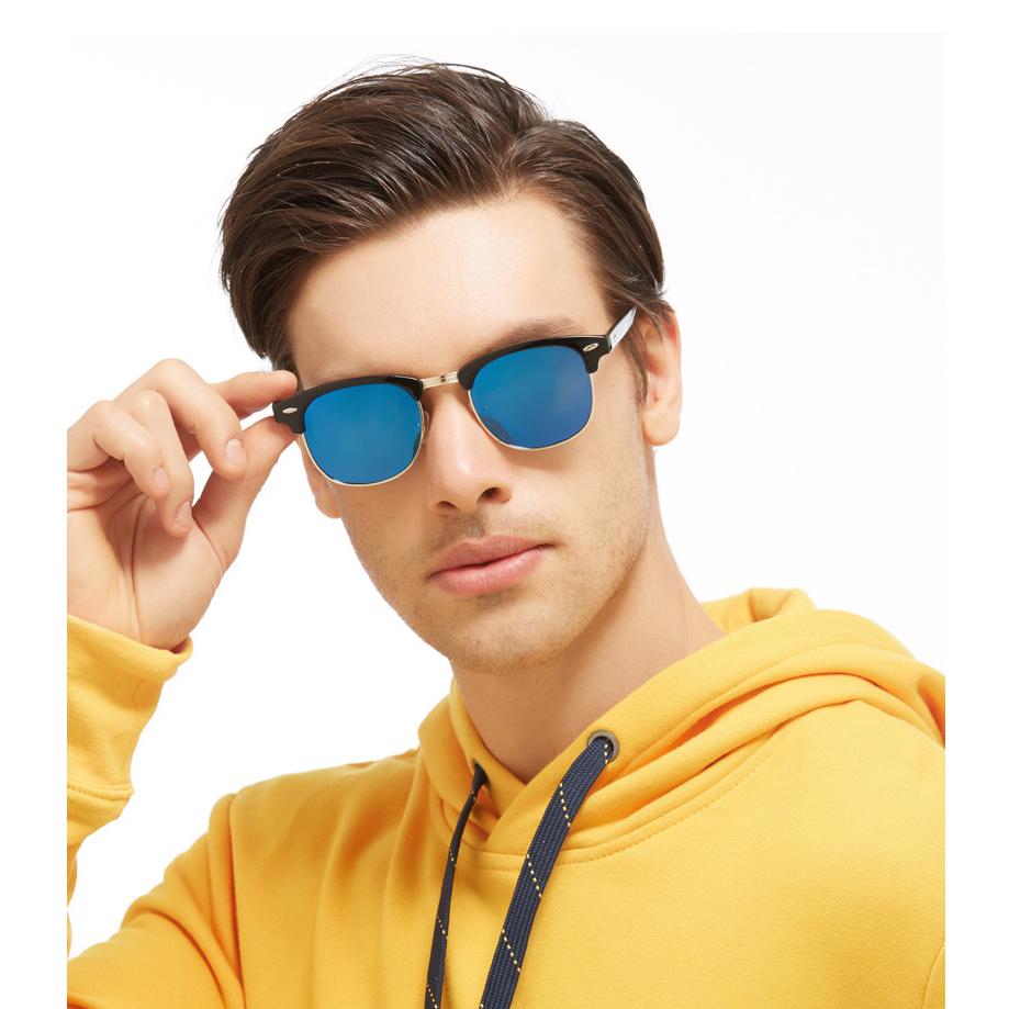 Gafas de sol polarizadas retro de media montura con protección UV400